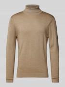 OLYMP Level Five Slim Fit Strickpullover mit Rollkragen in Beige, Größ...