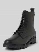 Tamaris Schnürboots aus Leder mit Zugschlaufe in Black, Größe 38