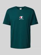 CHAMPION T-Shirt mit Label-Stitching in Dunkelgruen, Größe M