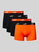 Puma Boxershorts mit elastischem Logo-Bund im 4er-Pack in Orange, Größ...