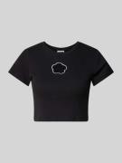 Noisy May Cropped T-Shirt mit Cut Out Modell 'STINE' in Black, Größe L