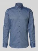 ETERNA Slim Fit Businesshemd aus Uni Struktur in Bleu, Größe 38