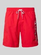 CHAMPION Regular Fit Badeshorts mit Label-Print in Rot, Größe S