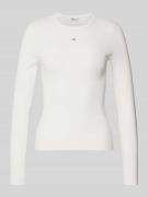 Tommy Jeans Slim Fit Longsleeve mit Logo-Stitching in Offwhite, Größe ...