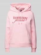 Tommy Jeans Regular Fit Hoodie mit Label-Print in Pink, Größe L