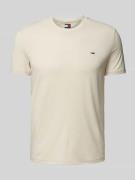 Tommy Jeans Slim Fit T-Shirt mit Logo-Stitching in Beige Melange, Größ...