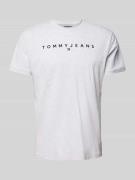 Tommy Jeans T-Shirt mit Label-Print in Hellgrau Melange, Größe L