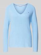 Tommy Hilfiger Strickpullover mit V-Ausschnitt in Hellblau, Größe S