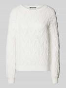 comma Strickpullover aus Viskose-Mix mit Rundhalsausschnitt in Offwhit...