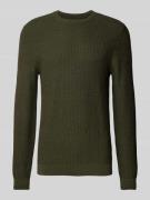 MCNEAL Regular Fit Strickpullover aus reiner Baumwolle in Oliv Melange...