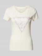 Guess T-Shirt mit Label-Print Modell 'PYTHON' in Weiss, Größe S