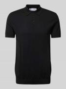 SELECTED HOMME Poloshirt mit elastischen Abschlüssen in Black, Größe L