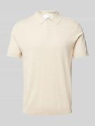 SELECTED HOMME Poloshirt mit elastischen Abschlüssen in Ecru, Größe S