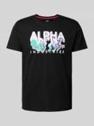 Alpha Industries T-Shirt mit Label-Print Modell 'Nebula' in Black, Grö...