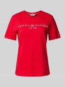 Tommy Hilfiger T-Shirt mit Label-Print in Rot, Größe M