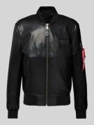 Alpha Industries Bomberjacke in Leder-Optik in Black, Größe L