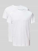 RAGMAN T-Shirt mit geripptem Rundhalsausschnitt in Weiss, Größe XL