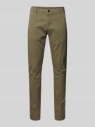 Lindbergh Slim Fit Chino mit Gesäßtaschen in Oliv, Größe 31/30