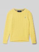 Polo Ralph Lauren Teens Strickpullover mit Zopfmuster in Gelb, Größe L