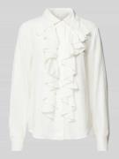 Seidensticker Regular Fit Bluse mit Volants in Weiss, Größe 34