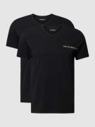 Emporio Armani T-Shirt mit Label-Print im 2er-Pack in Black, Größe L