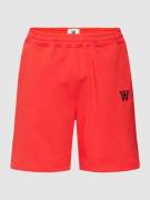 Wood Wood Sweatshorts mit Label-Stitching Modell 'Jax' in Rot, Größe M