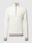 Tommy Hilfiger Strickpullover mit Kontrastbesatz in Offwhite, Größe XX...