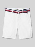 Tommy Hilfiger Teens Bermudas mit Stoffgürtel in Weiss, Größe 140