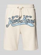 KARL KANI Regular Fit Sweatshorts mit Label-Stitching in Offwhite, Grö...