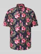 Jake*s Casual Fit Business-Hemd mit Allover-Print in Marine, Größe S