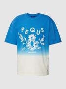 PEQUS Oversized T-Shirt mit Label-Print in Blau, Größe L