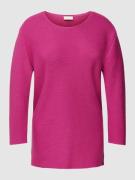 Milano Italy Strickpullover mit geripptem Rundhalsausschnitt in Pink, ...