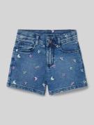 s.Oliver RED LABEL Slim Fit Jeansshorts mit Allover-Muster in Blau, Gr...