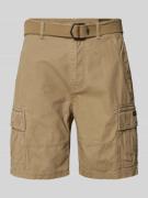 Superdry Regular Fit Cargoshorts mit Gürtel in Beige, Größe 28