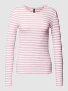 Pieces Longsleeve mit Streifenmuster Modell 'RUKA' in Rosa, Größe XS