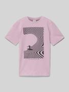 s.Oliver RED LABEL T-Shirt mit Motiv- und Statement-Print in Mauve, Gr...