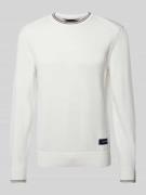 Tommy Hilfiger Strickpullover mit Label-Patch in Offwhite, Größe XL