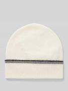 Christian Berg Woman Wollbeanie mit Umschlag in Ripp-Optik in Offwhite...