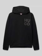 HUGO Hoodie mit Label-Print in Black, Größe 152