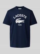 Lacoste T-Shirt mit Label-Print in Dunkelblau, Größe L