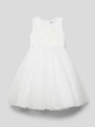 Happy Girls Kleid mit Perlen in Offwhite, Größe 140