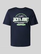 Jack & Jones T-Shirt mit Label-Print Modell 'ELOGO' in Marine, Größe M