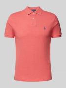 Polo Ralph Lauren Slim Fit Poloshirt mit Label-Stitching in Rot Melang...
