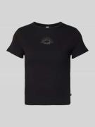 QS T-Shirt mit Motiv-Stitching Modell 'Sun' in Black, Größe L