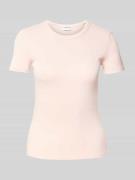 Jake*s Casual Slim Fit T-Sirt mit Feinripp in Rosa, Größe L