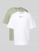 KARL KANI T-Shirt mit Label-Stitching im 2er-Pack in Oliv, Größe L