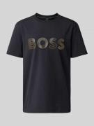 BOSS Green T-Shirt mit Label-Print in Dunkelblau, Größe L