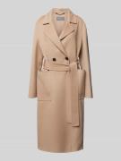 WHITE LABEL Mantel mit Bindegürtel in Camel, Größe 42