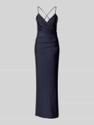 V.M. Abendkleid mit Raffungen in Dunkelblau, Größe 44