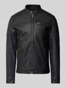 Jack & Jones Jacke in Leder-Optik Modell 'JEROCKY' in Black, Größe L